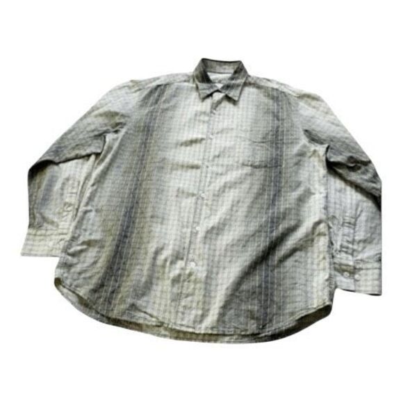 Tommy Bahama Men Green Ombre Geometric Silk Cotton Long Sleeve Button Shirt M - Picture 2 of 12